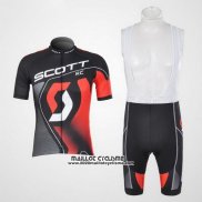 2012 Maillot Ciclismo Scott Gris et Rouge Manches Courtes et Cuissard